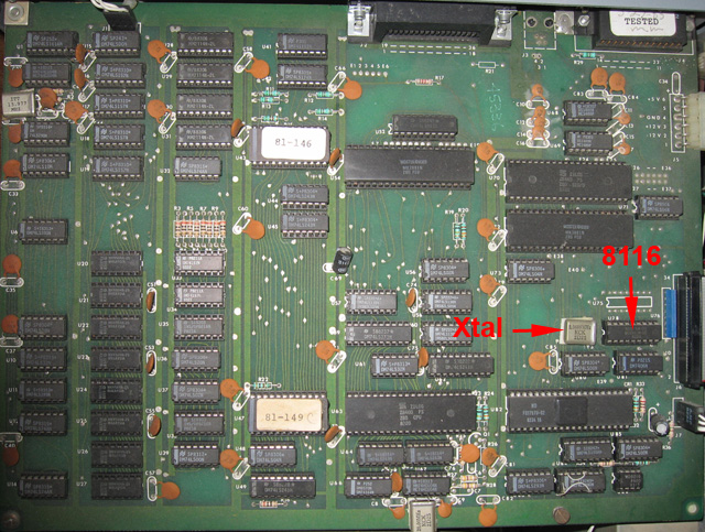 Kaypro II circuitboard showing 8116