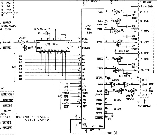 Schematic showing baud generator