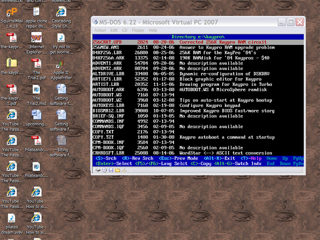 Virual PC showing Walnut creek CD-ROM contents
