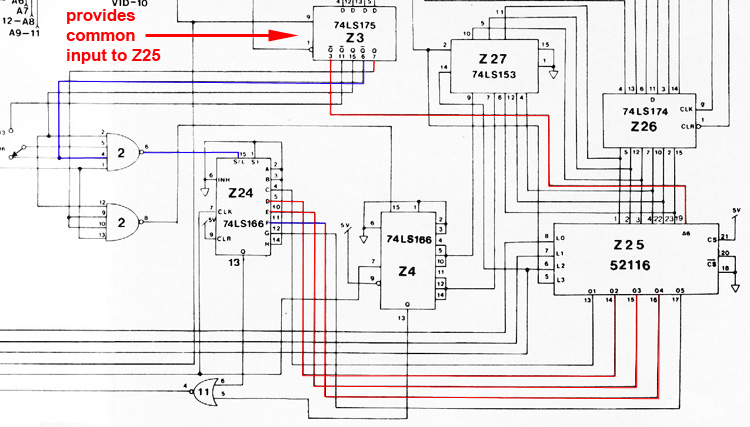 Schematic showing lines checked