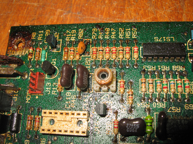 Oily Apple IIe motherboard