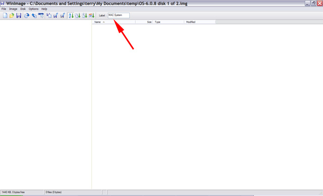 Winimage after a Macintosh image has been loaded