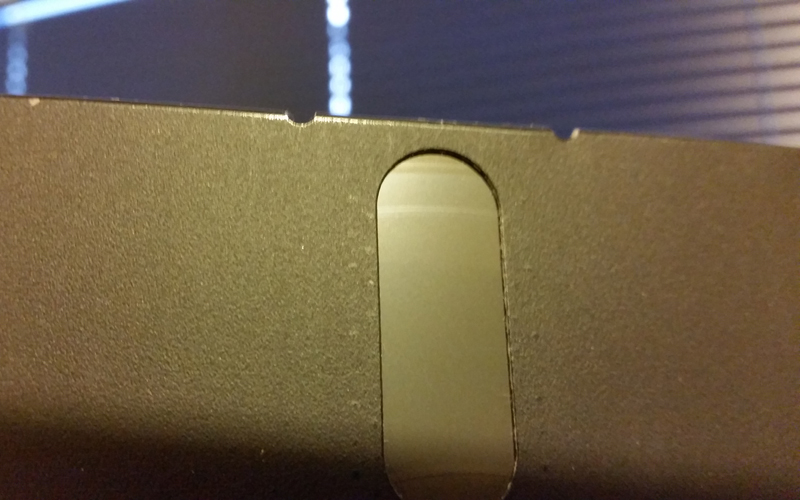 Grooves carved into a 5.25 inch floppy disk